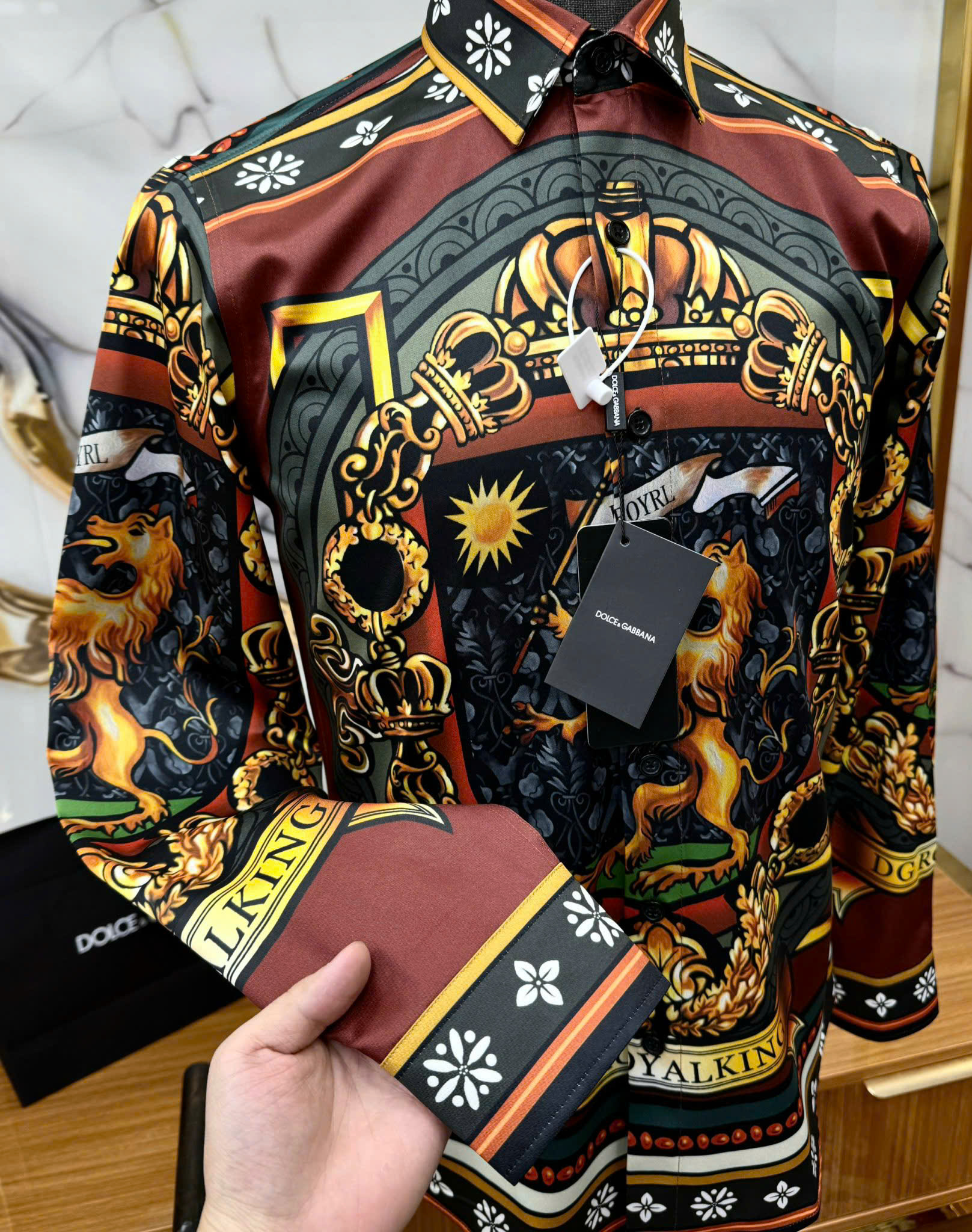 Áo sơ mi dài tay Dolce Gabbana DG họa tiết sử tử Like Auth on web CD